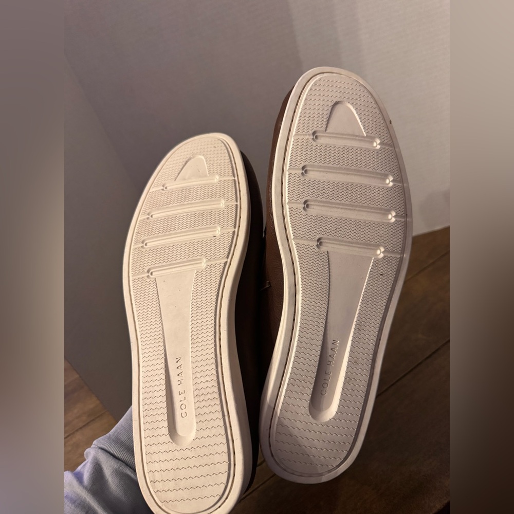 Men's Cole Haan Brown Leather Boat Shoes - Picture 5 of 6